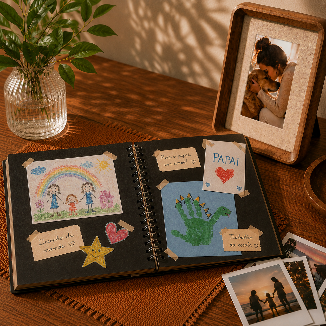 Álbum de fotos desenhos para guardar. 