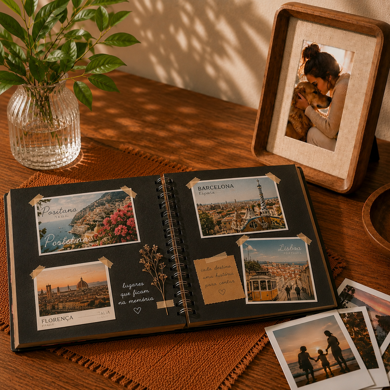 Álbum de fotos cartões de viagens. 